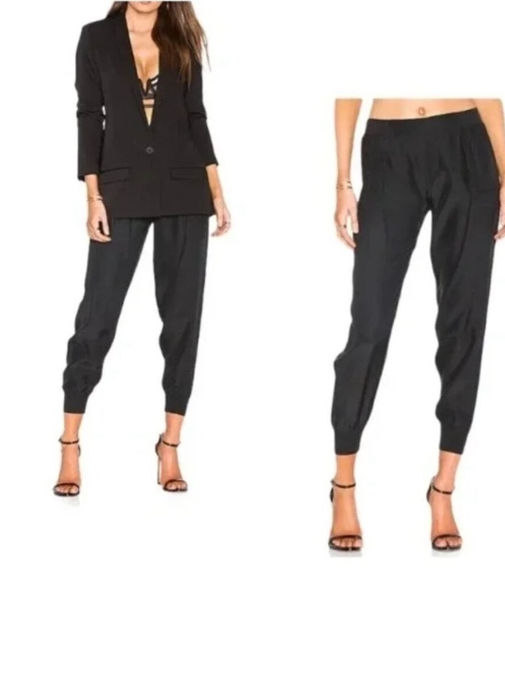 ATM Anthony Thomas Melillo 100% Silk Jogger Pants Black Size Small